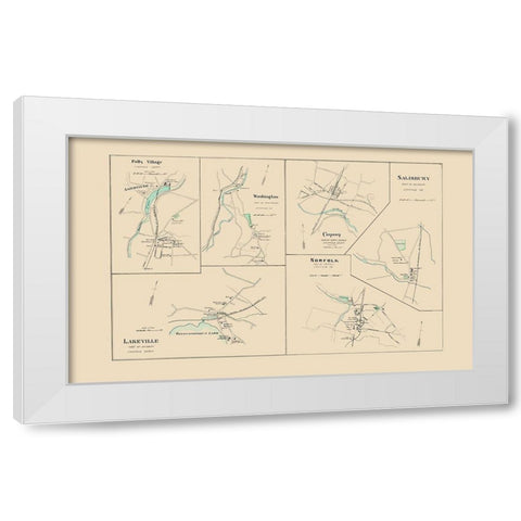 Norfolk Connecticut - Hurd 1893 White Modern Wood Framed Art Print by Hurd