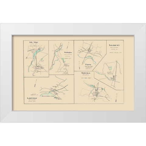 Norfolk Connecticut - Hurd 1893 White Modern Wood Framed Art Print by Hurd