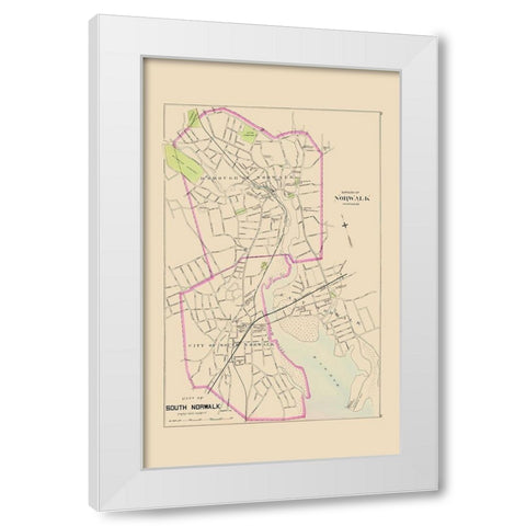 Norwalk, South Norwalk Connecticut - Hurd 1893 White Modern Wood Framed Art Print by Hurd