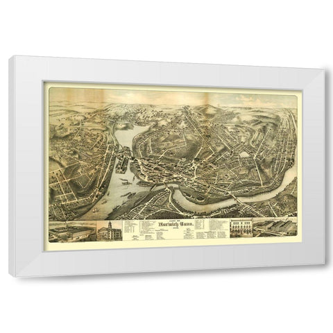 Norwich Connecticut - Bailey 1876  White Modern Wood Framed Art Print by Bailey