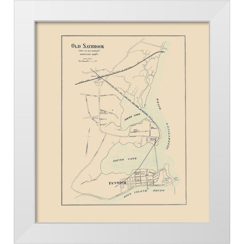 Old Saybrook Connecticut - Hurd 1893 White Modern Wood Framed Art Print by Hurd