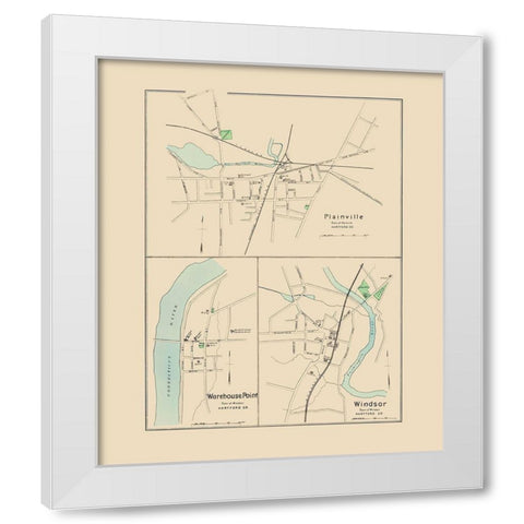Plainville, Warehouse Point, Windsor Connecticut White Modern Wood Framed Art Print by Hurd