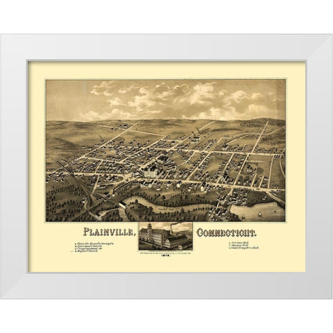 Plainville Connecticut - Bailey 1878  White Modern Wood Framed Art Print by Bailey