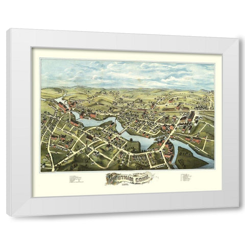 Putnam Connecticut - Bailey 1877  White Modern Wood Framed Art Print by Bailey