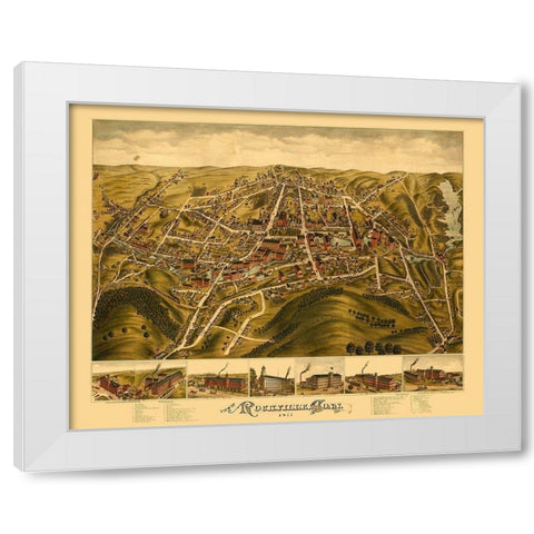 Rockville Connecticut - Bailey 1877  White Modern Wood Framed Art Print by Bailey