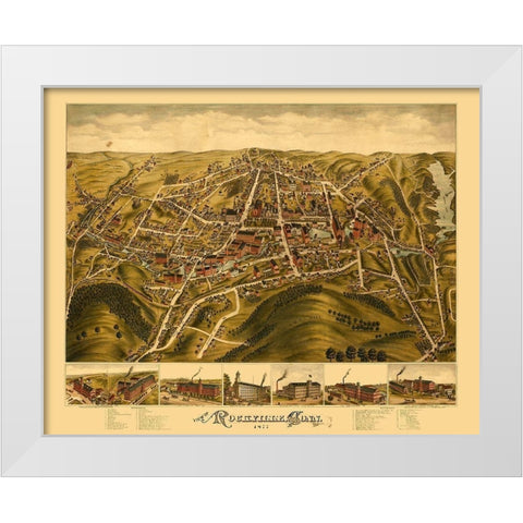 Rockville Connecticut - Bailey 1877  White Modern Wood Framed Art Print by Bailey