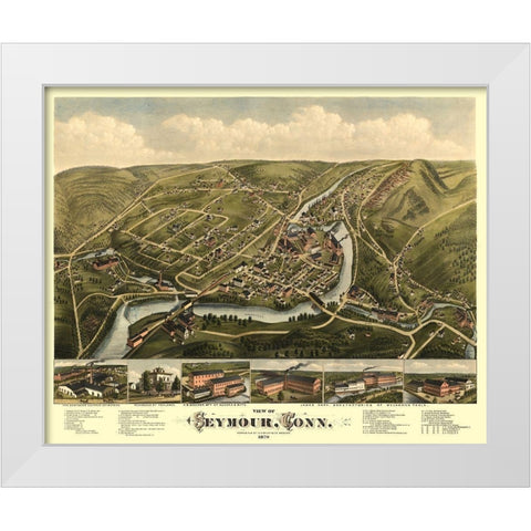 Seymour Connecticut - Bailey 1879  White Modern Wood Framed Art Print by Bailey