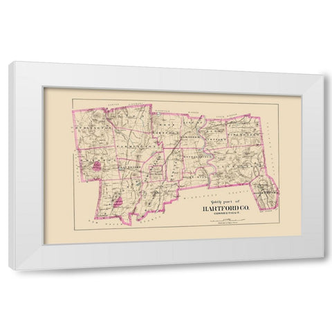 Hartford  South Connecticut - Hurd 1893 White Modern Wood Framed Art Print by Hurd