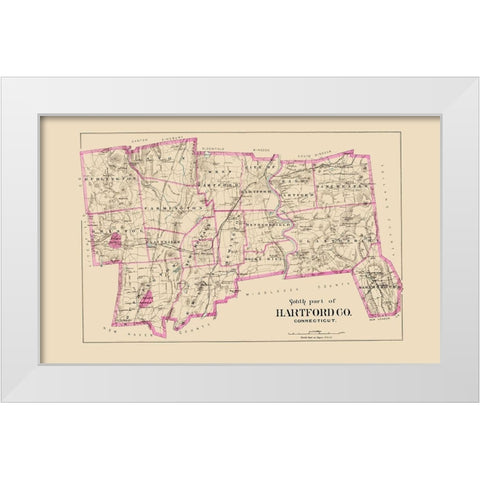 Hartford  South Connecticut - Hurd 1893 White Modern Wood Framed Art Print by Hurd