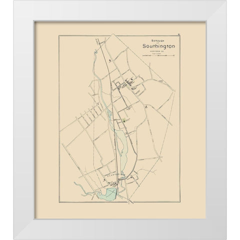 Southington Connecticut - Hurd 1893 White Modern Wood Framed Art Print by Hurd