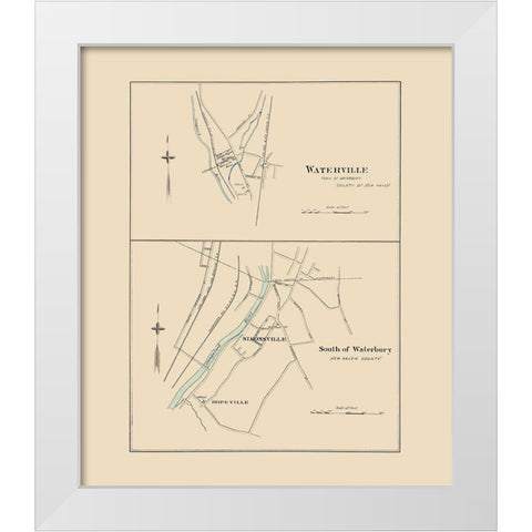 South of Waterbury Connecticut - Hurd 1893 White Modern Wood Framed Art Print by Hurd