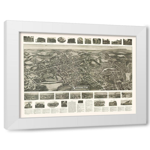Southington Connecticut - Bailey 1914  White Modern Wood Framed Art Print by Bailey
