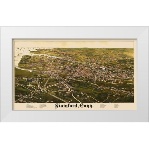 Stamford Connecticut - Burleigh 1883 White Modern Wood Framed Art Print by Burleigh