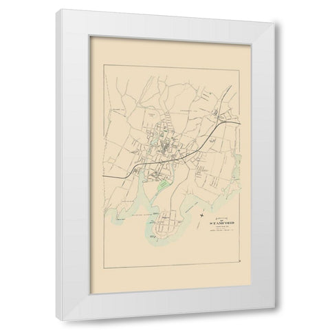 Stamford Connecticut - Hurd 1893 White Modern Wood Framed Art Print by Hurd