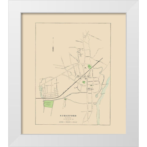Stratford Connecticut - Hurd 1893 White Modern Wood Framed Art Print by Hurd