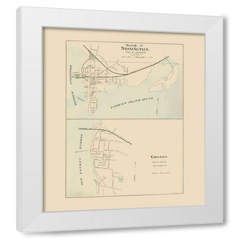 Stonington, Groton Connecticut - Hurd 1893 White Modern Wood Framed Art Print by Hurd