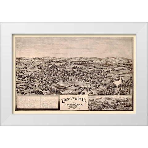 Terryville Connecticut - Norris 1894  White Modern Wood Framed Art Print by Norris