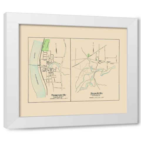 Thompsonville, Hazardville Connecticut - Hurd 1893 White Modern Wood Framed Art Print by Hurd