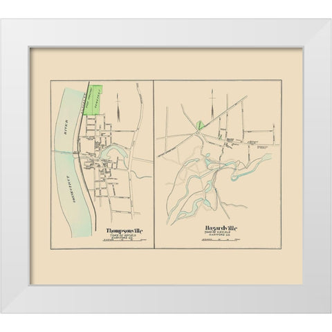 Thompsonville, Hazardville Connecticut - Hurd 1893 White Modern Wood Framed Art Print by Hurd