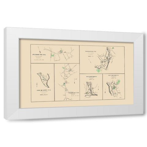 Litchfield Connecticut - Hurd 1893 White Modern Wood Framed Art Print by Hurd