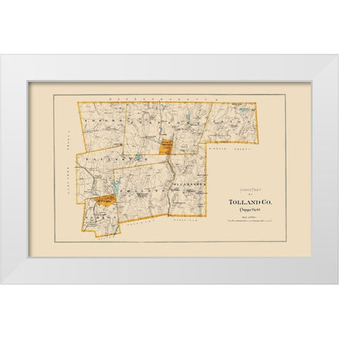 Tolland  North Connecticut - Hurd 1893 White Modern Wood Framed Art Print by Hurd