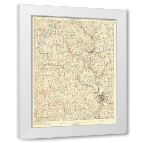 Waterbury Connecticut Sheet - USGS 1892 White Modern Wood Framed Art Print by USGS