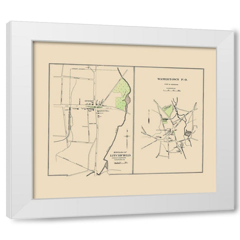 Watertown, Litchfield Connecticut - Hurd 1893 White Modern Wood Framed Art Print by Hurd