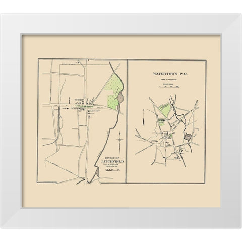 Watertown, Litchfield Connecticut - Hurd 1893 White Modern Wood Framed Art Print by Hurd