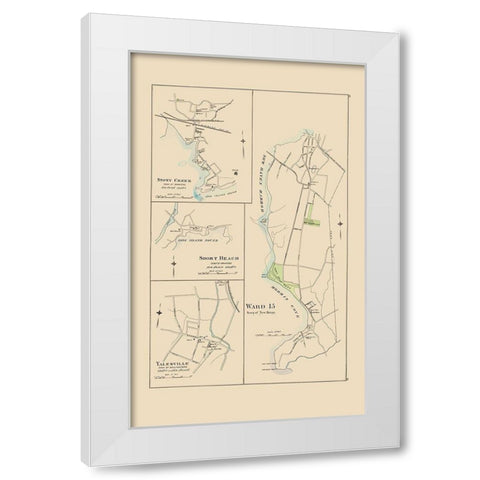 Stony Creek, Ward 15, Yalesville Connecticut White Modern Wood Framed Art Print by Hurd