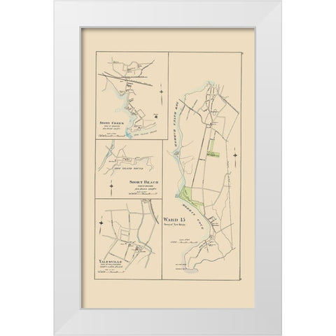 Stony Creek, Ward 15, Yalesville Connecticut White Modern Wood Framed Art Print by Hurd