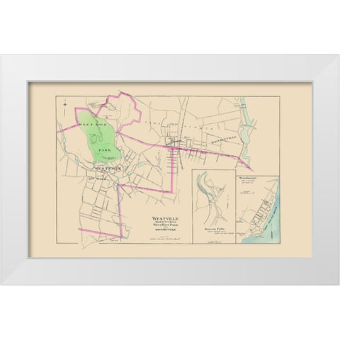 Westville Connecticut - Hurd 1893 White Modern Wood Framed Art Print by Hurd