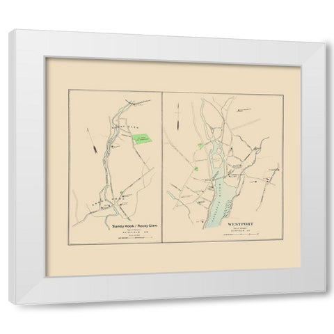 Westport, Sandy Hook, Rocky Glen Connecticut White Modern Wood Framed Art Print by Hurd