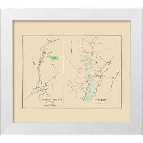Westport, Sandy Hook, Rocky Glen Connecticut White Modern Wood Framed Art Print by Hurd