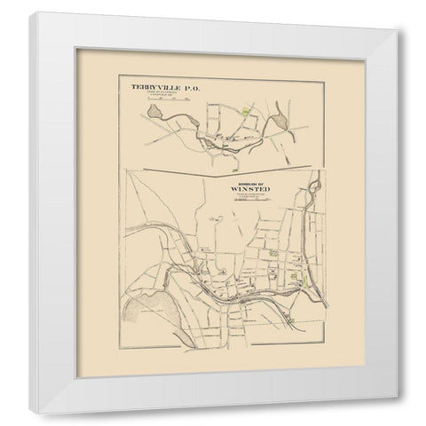 Winsted Connecticut - Hurd 1893 White Modern Wood Framed Art Print by Hurd