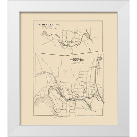 Winsted Connecticut - Hurd 1893 White Modern Wood Framed Art Print by Hurd