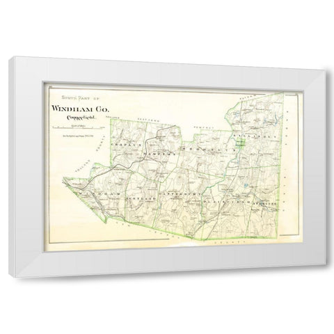 Windham  South Connecticut - Hurd 1851 White Modern Wood Framed Art Print by Hurd