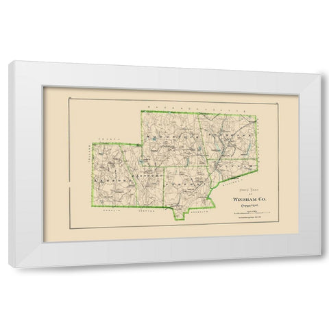 North Windham County Connecticut - Hurd 1893 White Modern Wood Framed Art Print by Hurd