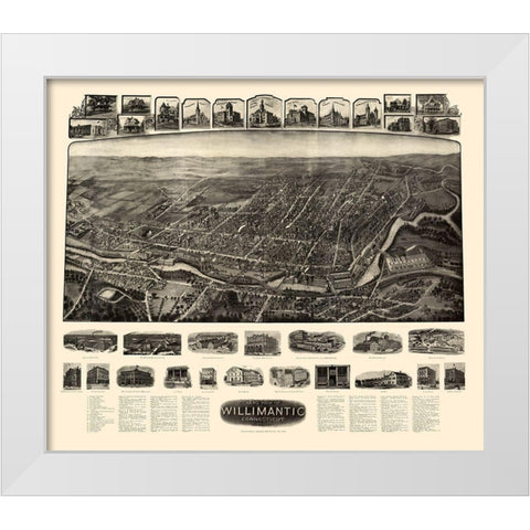 Willimantic Connecticut - Bailey 1909  White Modern Wood Framed Art Print by Bailey