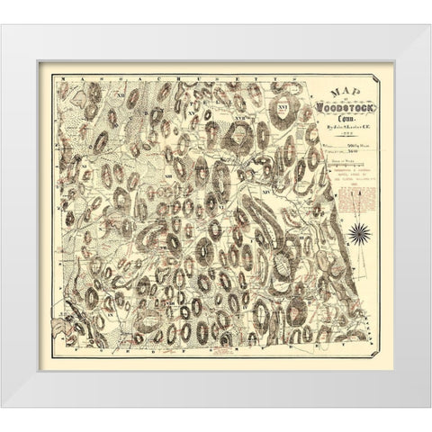 Woodstock Connecticut - Lester 1886  White Modern Wood Framed Art Print by Lester