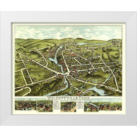 Wolcottville Connecticut - Bailey 1875  White Modern Wood Framed Art Print by Bailey