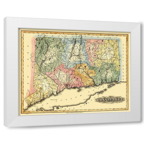 Connecticut - Lucas 1823 White Modern Wood Framed Art Print by Lucas