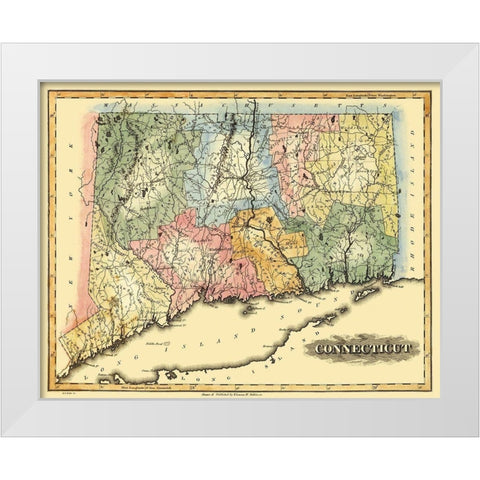 Connecticut - Lucas 1823 White Modern Wood Framed Art Print by Lucas