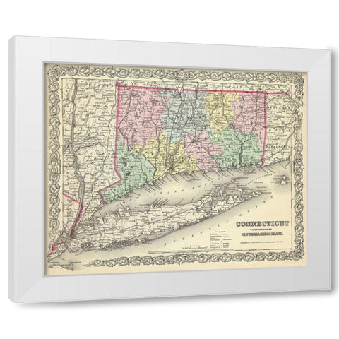 Connecticut - Colton 1856 White Modern Wood Framed Art Print by Colton