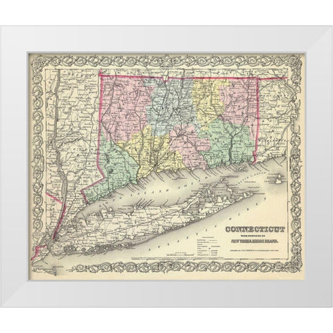 Connecticut - Colton 1856 White Modern Wood Framed Art Print by Colton