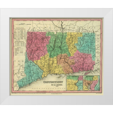 Connecticut - Tanner 1834 White Modern Wood Framed Art Print by Tanner