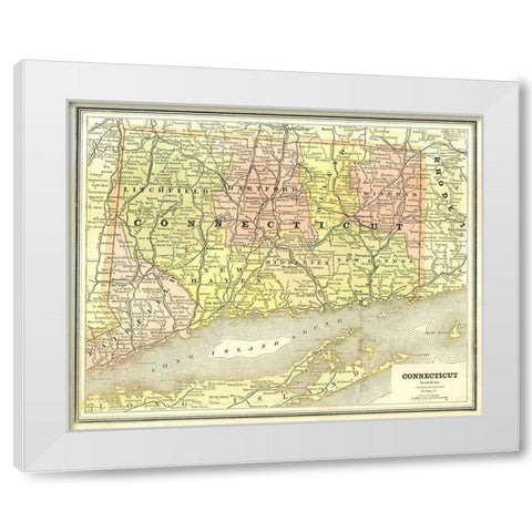 Connecticut - Cram 1886 White Modern Wood Framed Art Print by Cram