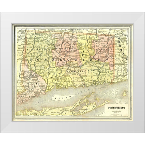 Connecticut - Cram 1886 White Modern Wood Framed Art Print by Cram