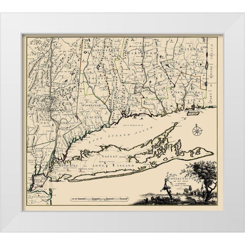 Connecticut, Long Island New York - Covens 1780 White Modern Wood Framed Art Print by Covens