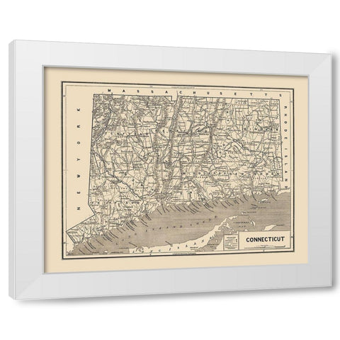 Connecticut - Hurd 1893 White Modern Wood Framed Art Print by Hurd