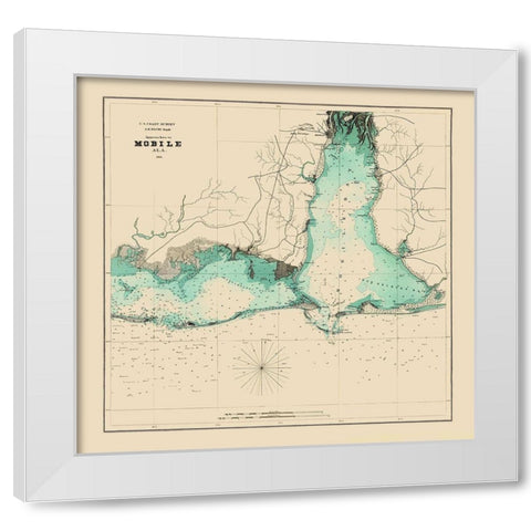 Approaches to Mobile Alabama - Bache 1864 White Modern Wood Framed Art Print by Bache